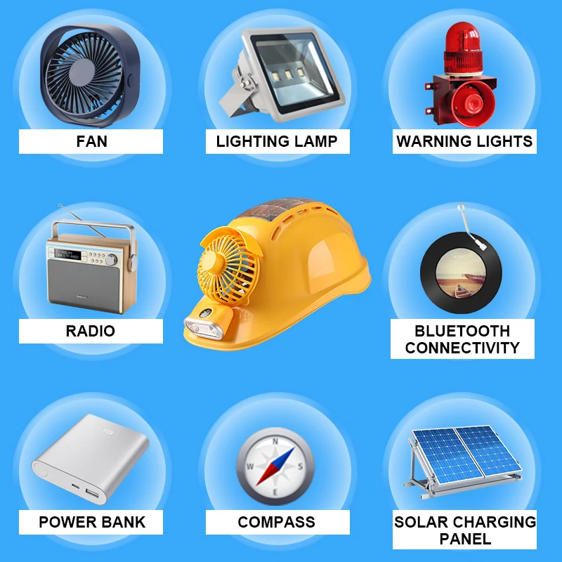 Solar Fan Safety Helmet with Bluetooth